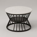 Round Marble Coffee Table with Black Base by Zodiya