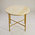 White Marble Coffee Table with Gold Crossbase Frame by Zodiya