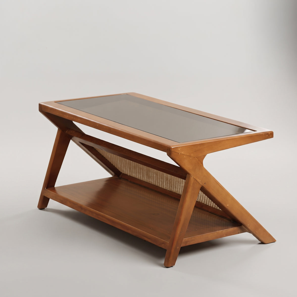 Glasstop Square Rattan Cane Coffee Table By Zodiya