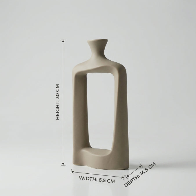 MAUVE Beige Center Cutout Ceramic Flower Vase by Zodiya
