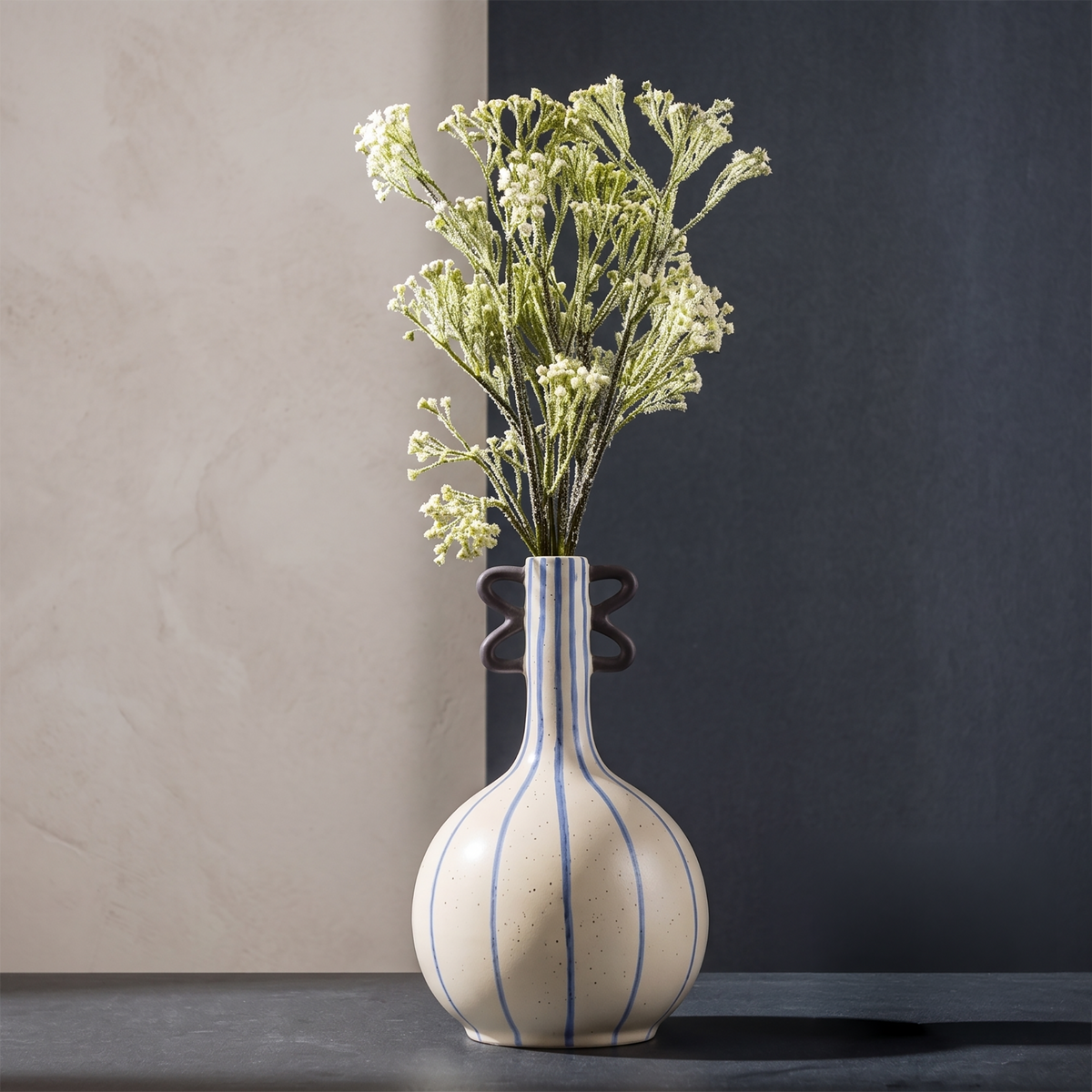 Blue And Cream Ceramic Flower Vase By Zodiya