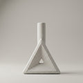 White Triangular Ceramic Flower Vase by Zodiya