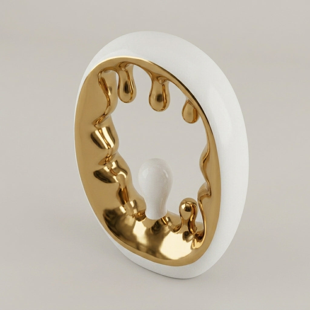 White and Gold Ceramic Dripping Decor By Zodiya