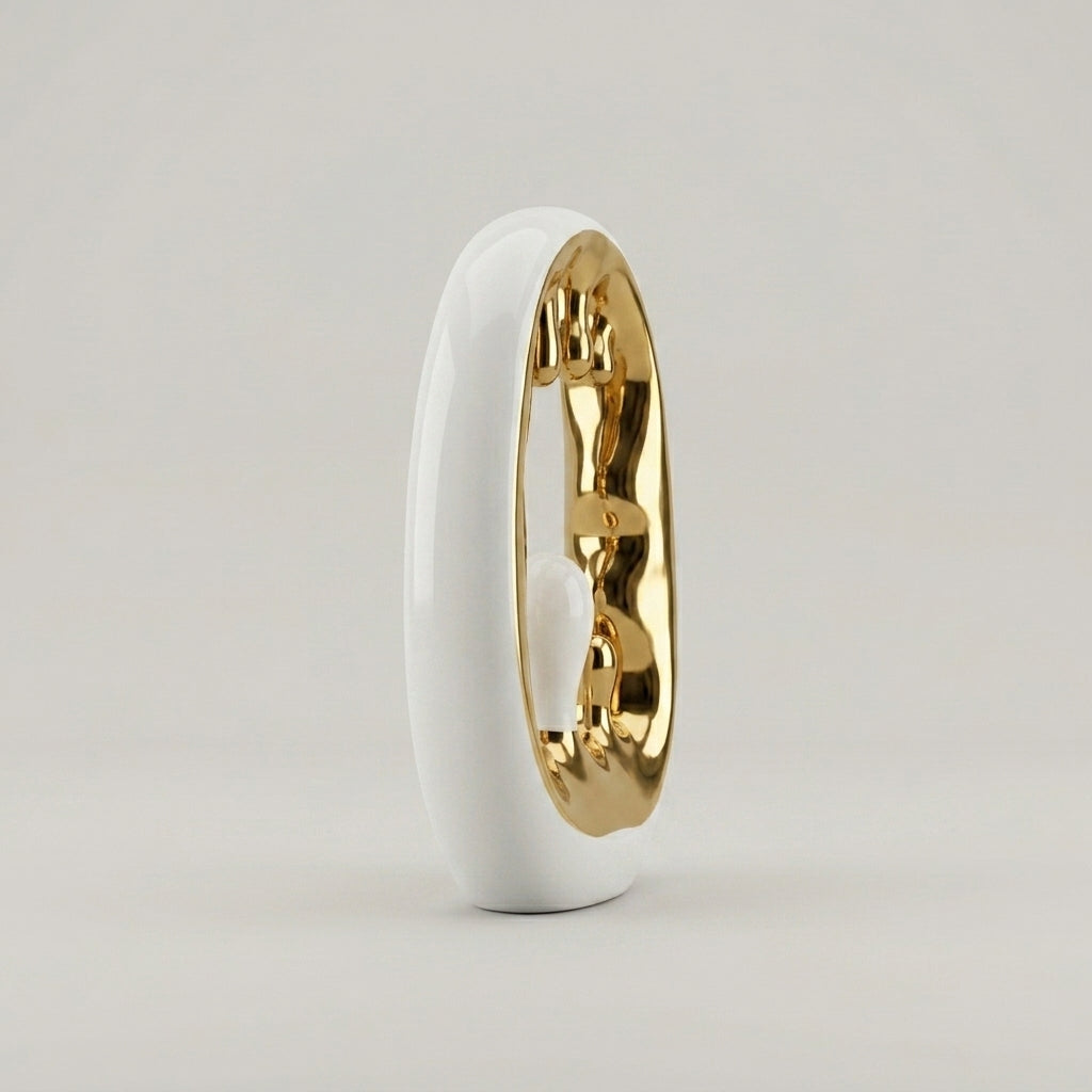 White and Gold Ceramic Dripping Decor By Zodiya