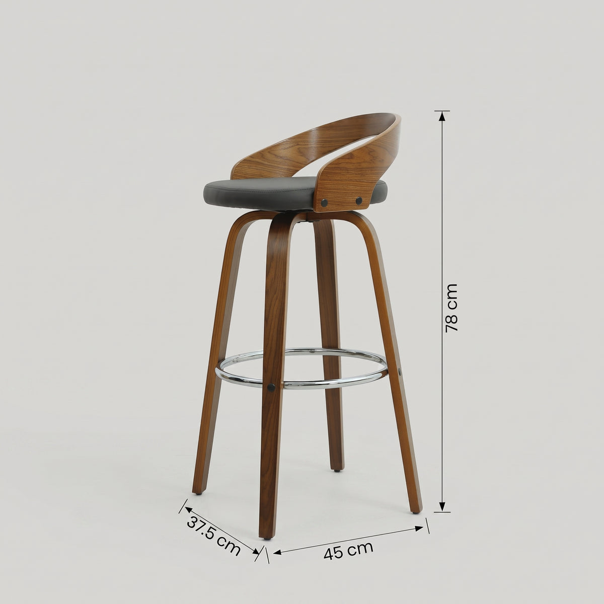 Sunat Wooden Bar Chair with Grey Cushion By Zodiya