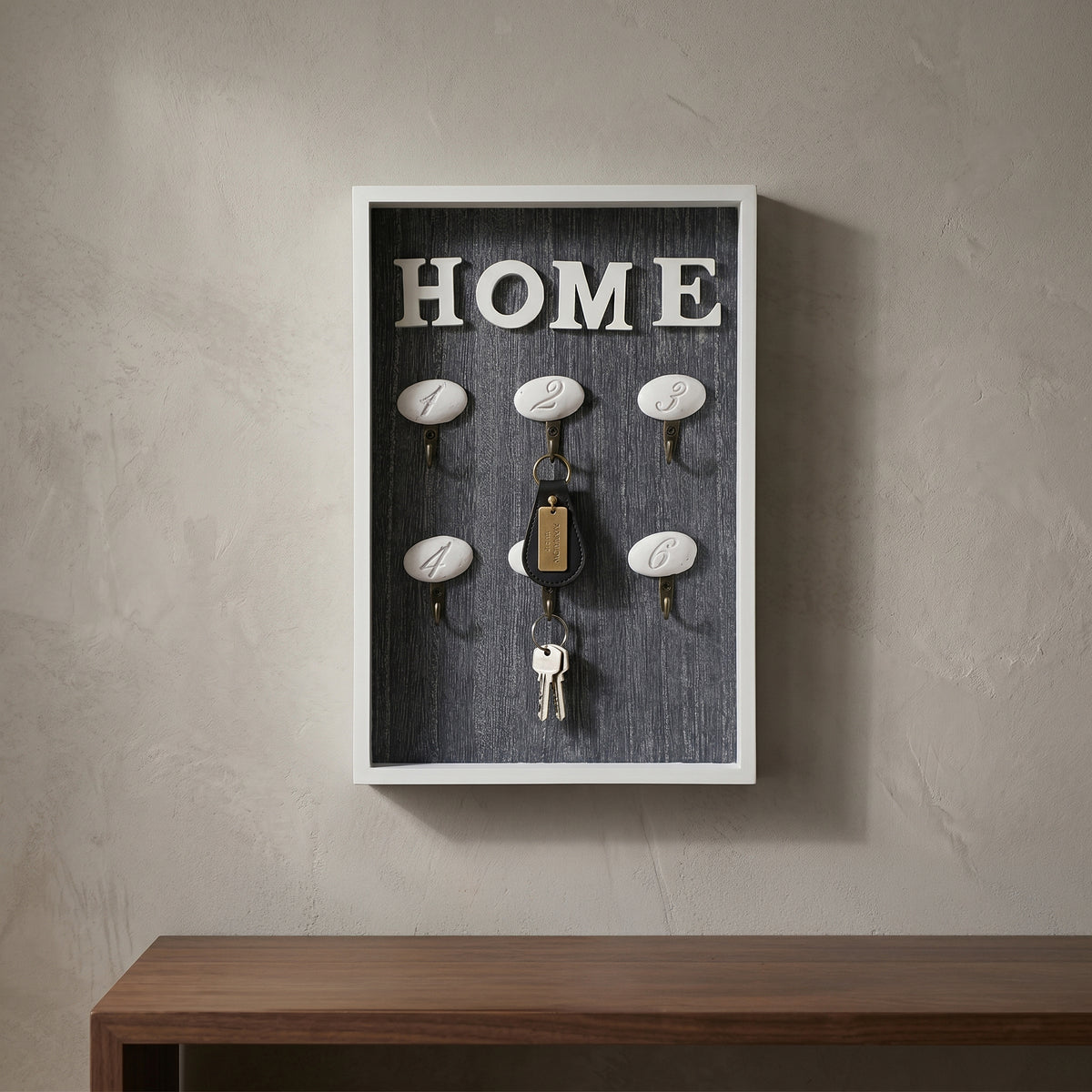 Black and White Wooden Key Holder Stand By Zodiya