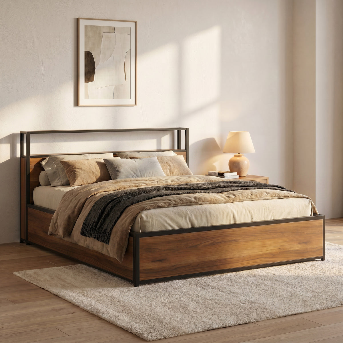Poise Metal King Size Bed by Zodiya