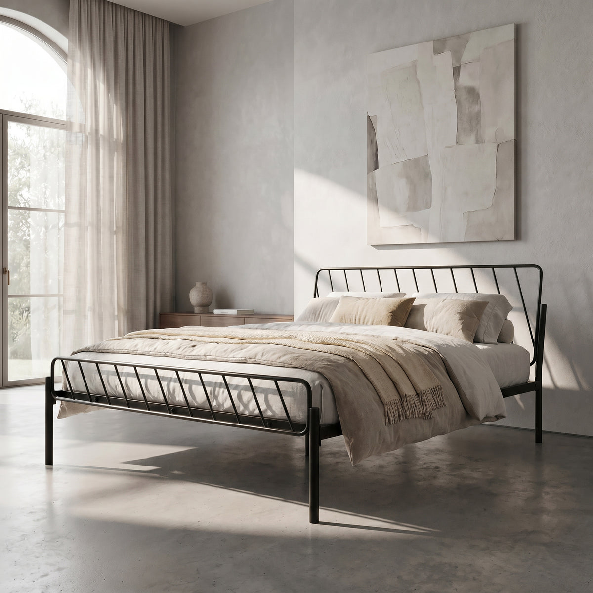 Oblique Metallic King Size Bed by Zodiya