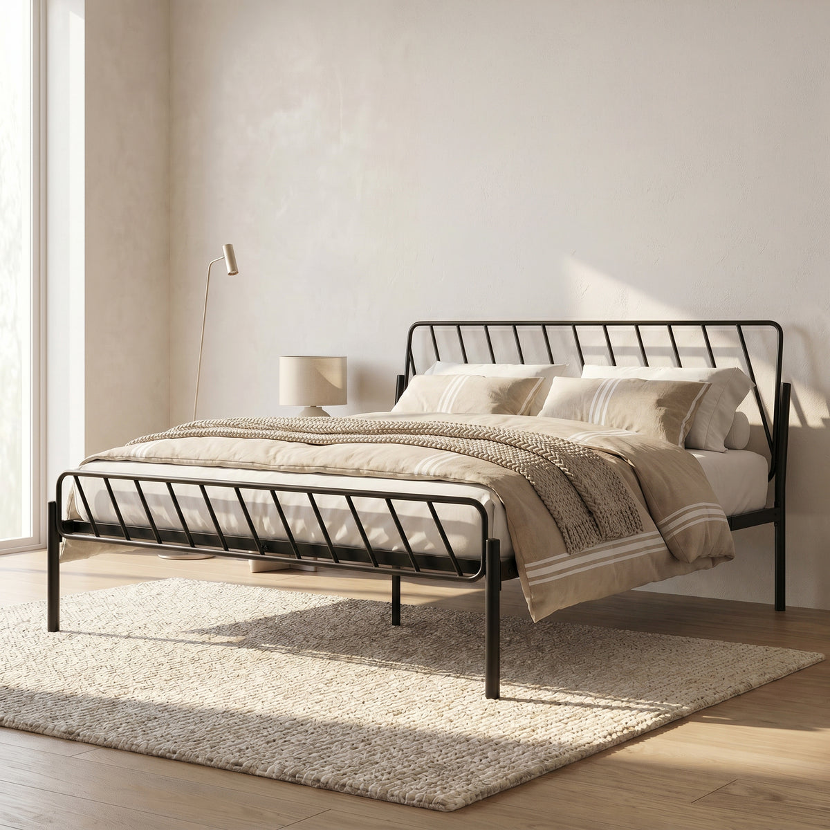 Oblique Metal Queen Size Bed by Zodiya