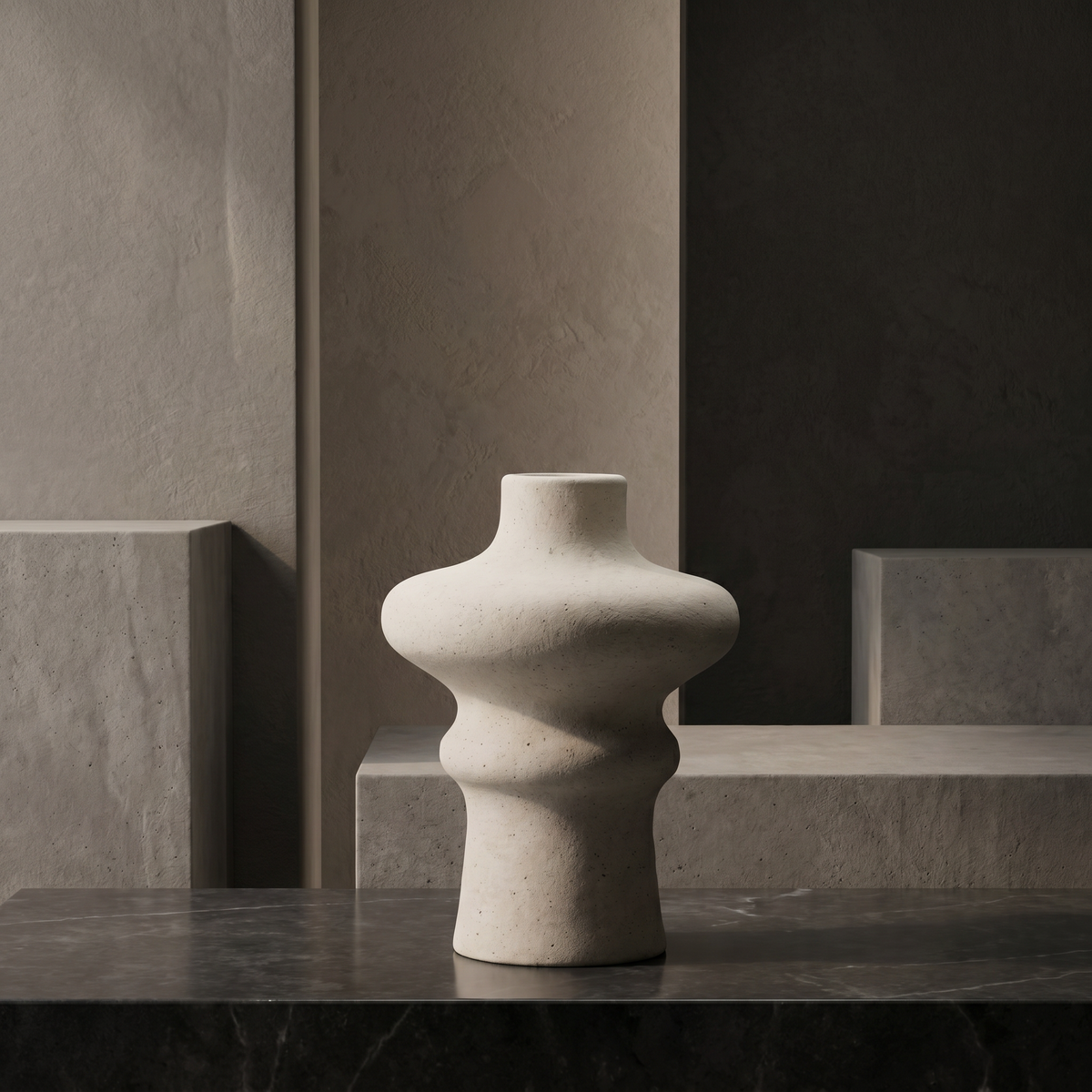 Off-White Ceramic Totem Vase (small) by Zodiya