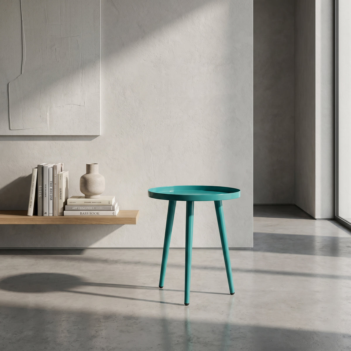 Round Teal Metal Side Table by Zodiya