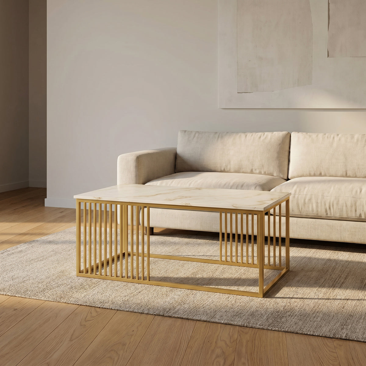 Square Marble Coffee Table (Gold) by Zodiya