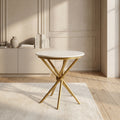 Round Marble Side Table with Metal Base by Zodiya