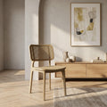Epic Beige Plastic Dining Chair with Rattan Cane by Zodiya