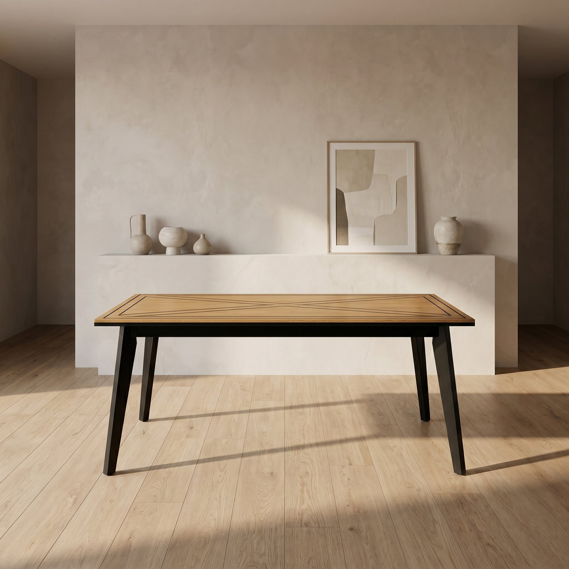 Black Engineered wood 6 Seater Dining Table by Zodiya-1