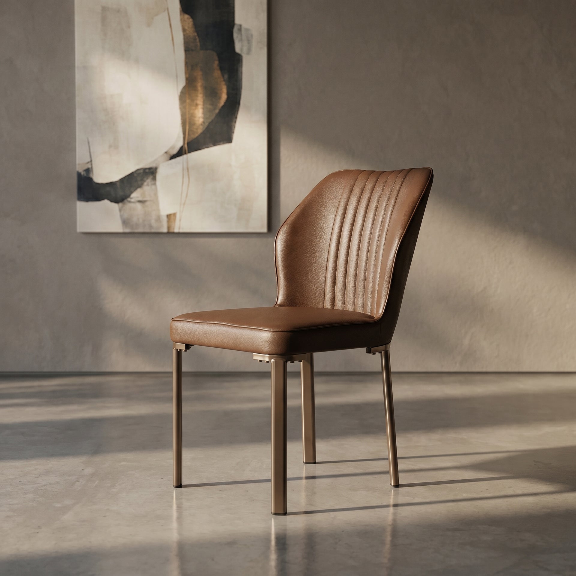 Aura Brown Leather Dining Chair by Zodiya