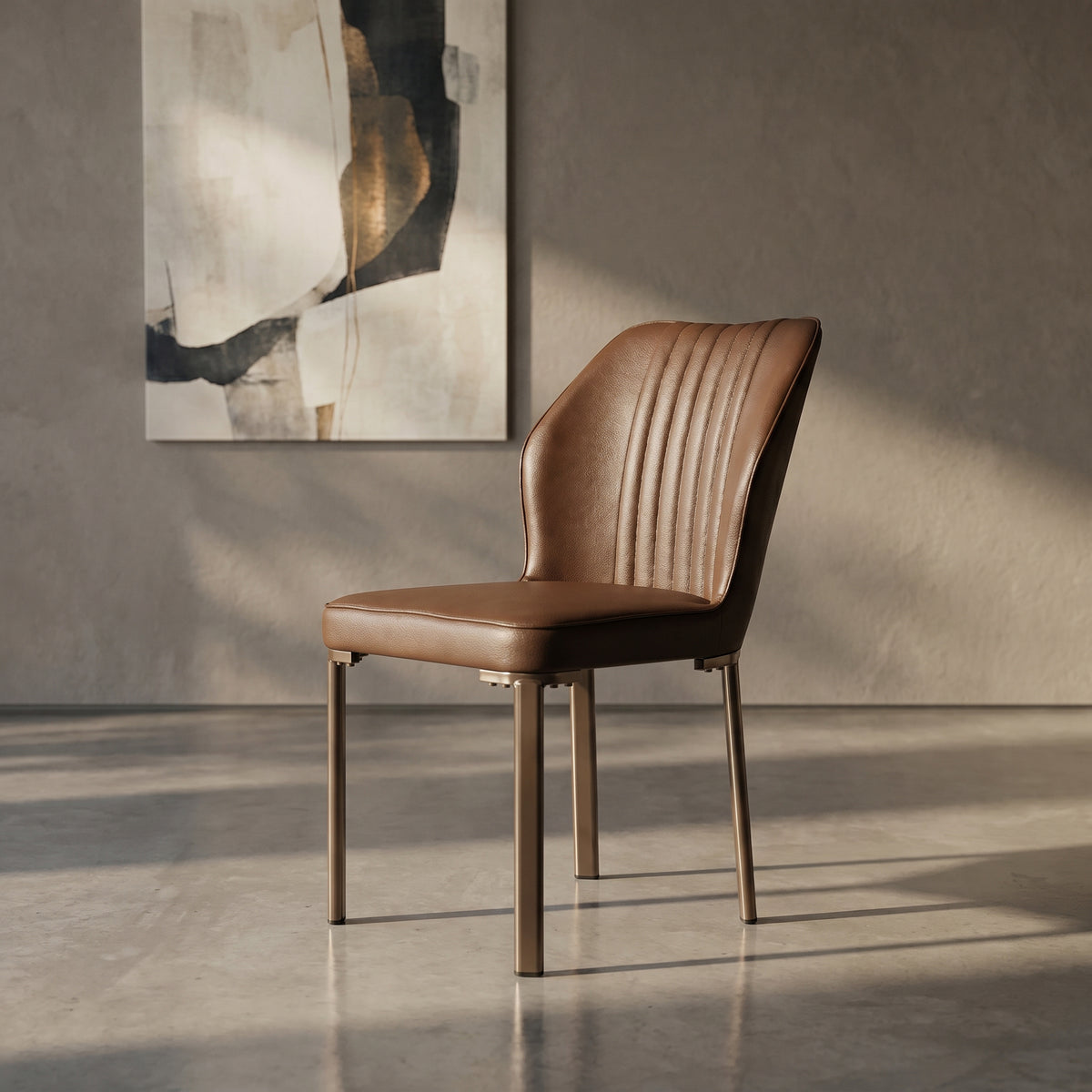 Aura Brown Leather Dining Chair by Zodiya