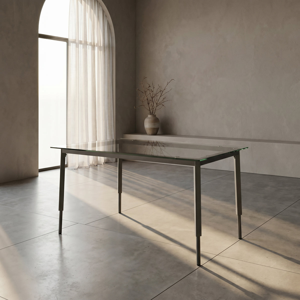 Aura Glass Top Metal 4 Seater Dining Table by Zodiya