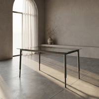 Aura Glass Top Metal 4 Seater Dining Table by Zodiya