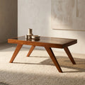 Square Glass Top Wooden Coffee Table by Zodiya