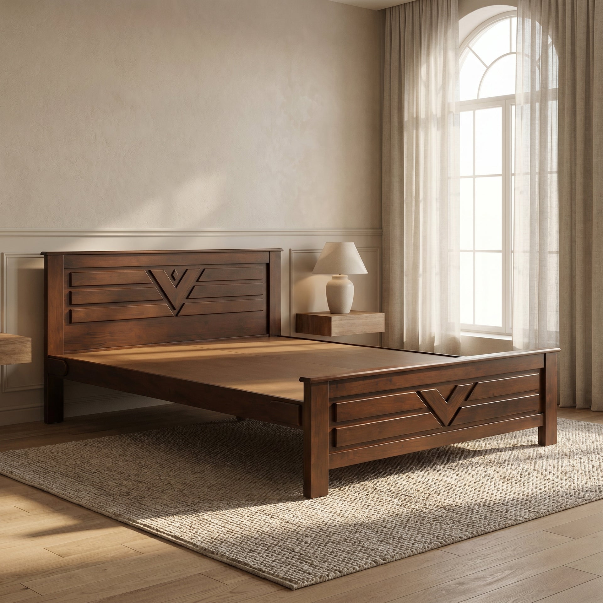 Wooden Queen Size Bed by Zodiya