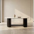 Oval Marble 8 Seater Dining Table with Black Pedestal by Zodiya