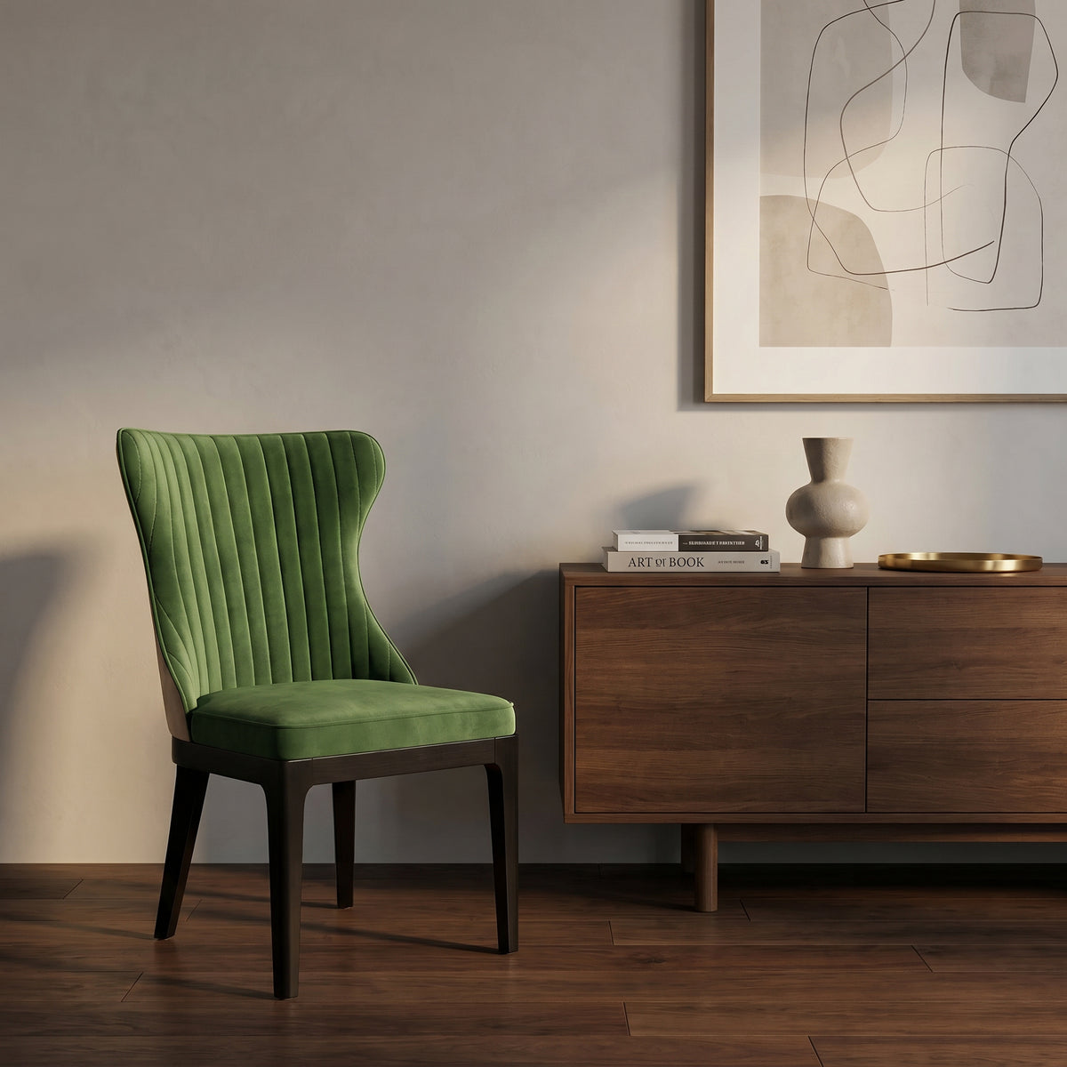 Green Velvet Dining Chair By Zodiya