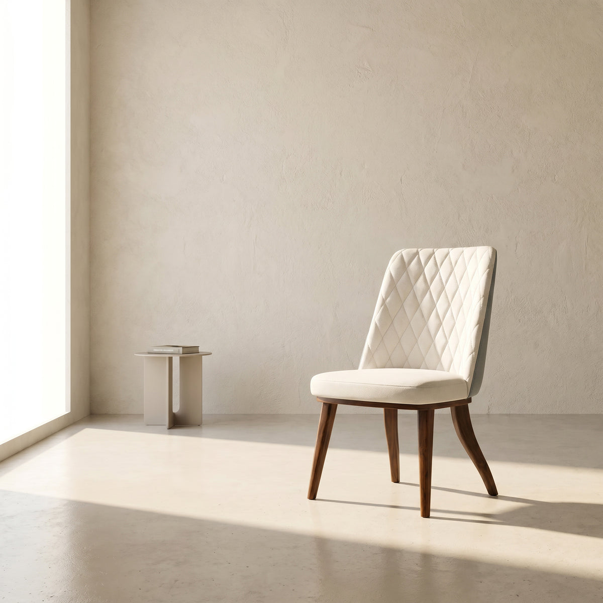 White Fabric Dining Chair By Zodiya
