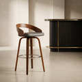 Sunat Wooden Bar Chair with Grey Cushion By Zodiya