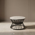 Round Marble Coffee Table with Black Base by Zodiya