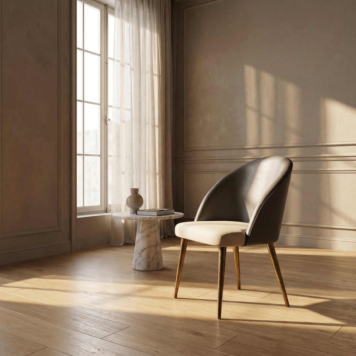 Green Leather Dining Arm Chair by Zodiya