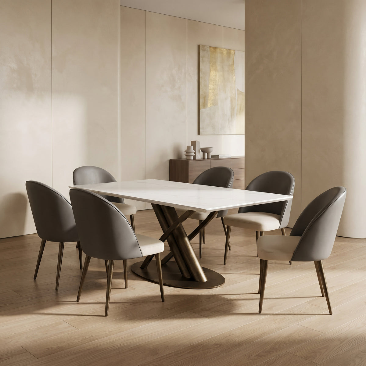 Rectangular Marble 6 Seater Dining Table by Zodiya