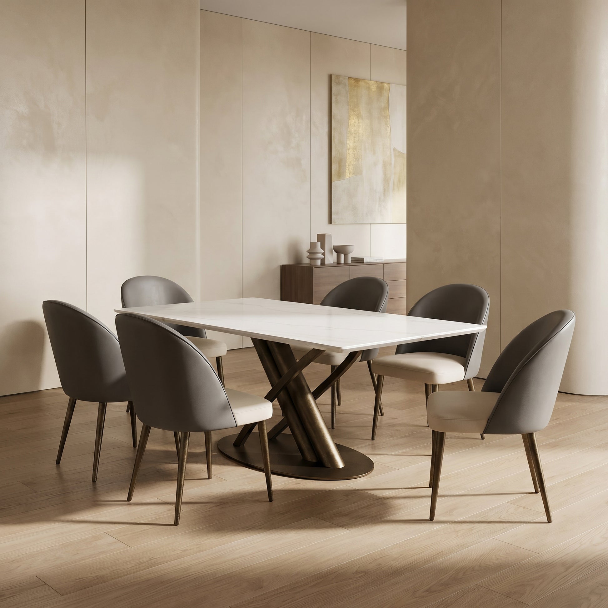 Rectangular Marble 6 Seater Dining Table by Zodiya-1