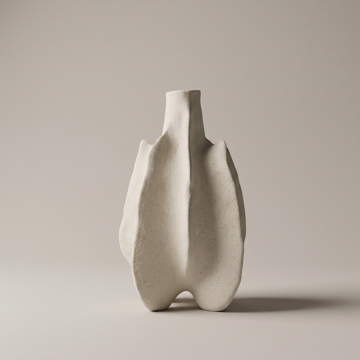 Beige Ceramic Stone Texture Flower Vase by Zodiya