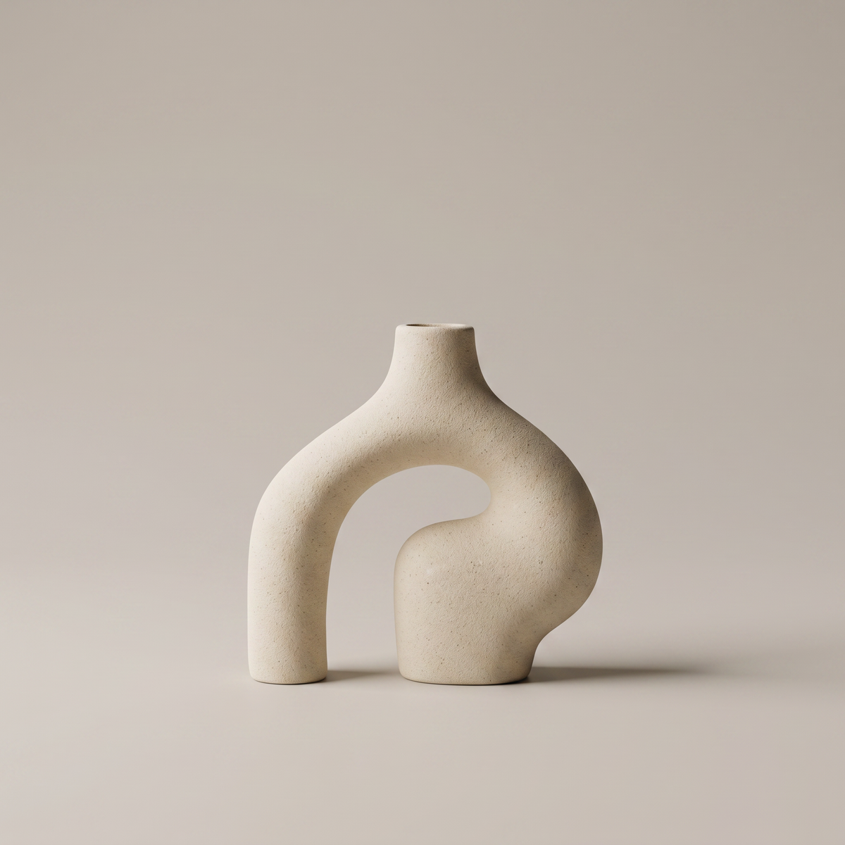 Beige Sculptural Arched Ceramic Vase by Zodiya
