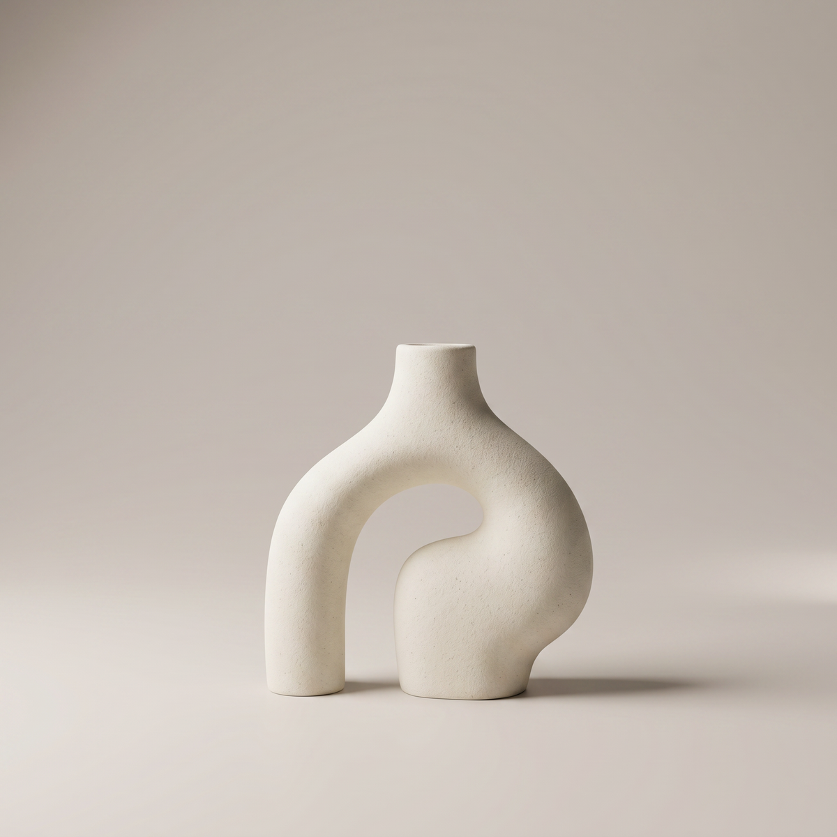 Beige Sculptural Arched Ceramic Vase by Zodiya