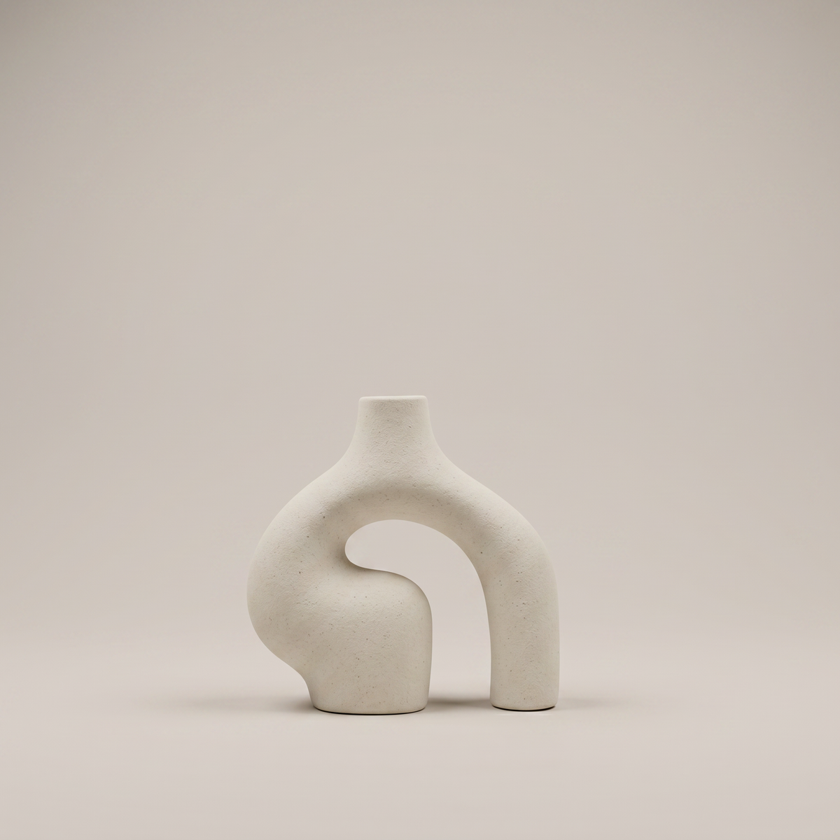 Beige Sculptural Arched Ceramic Vase by Zodiya