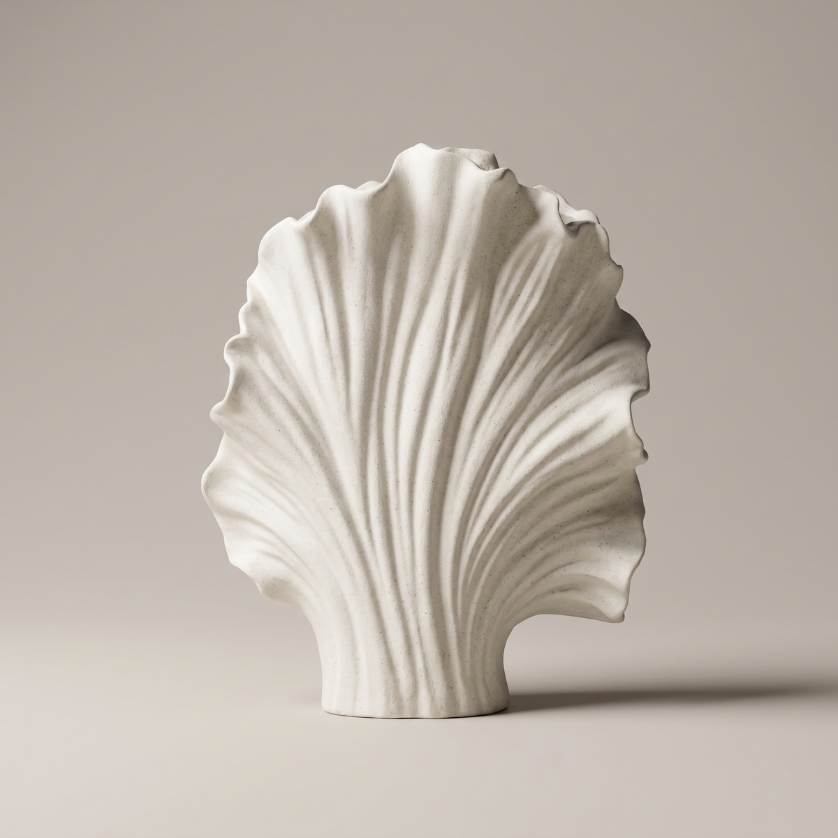 Off-White Ceramic Shell Shaped Vase by Zodiya