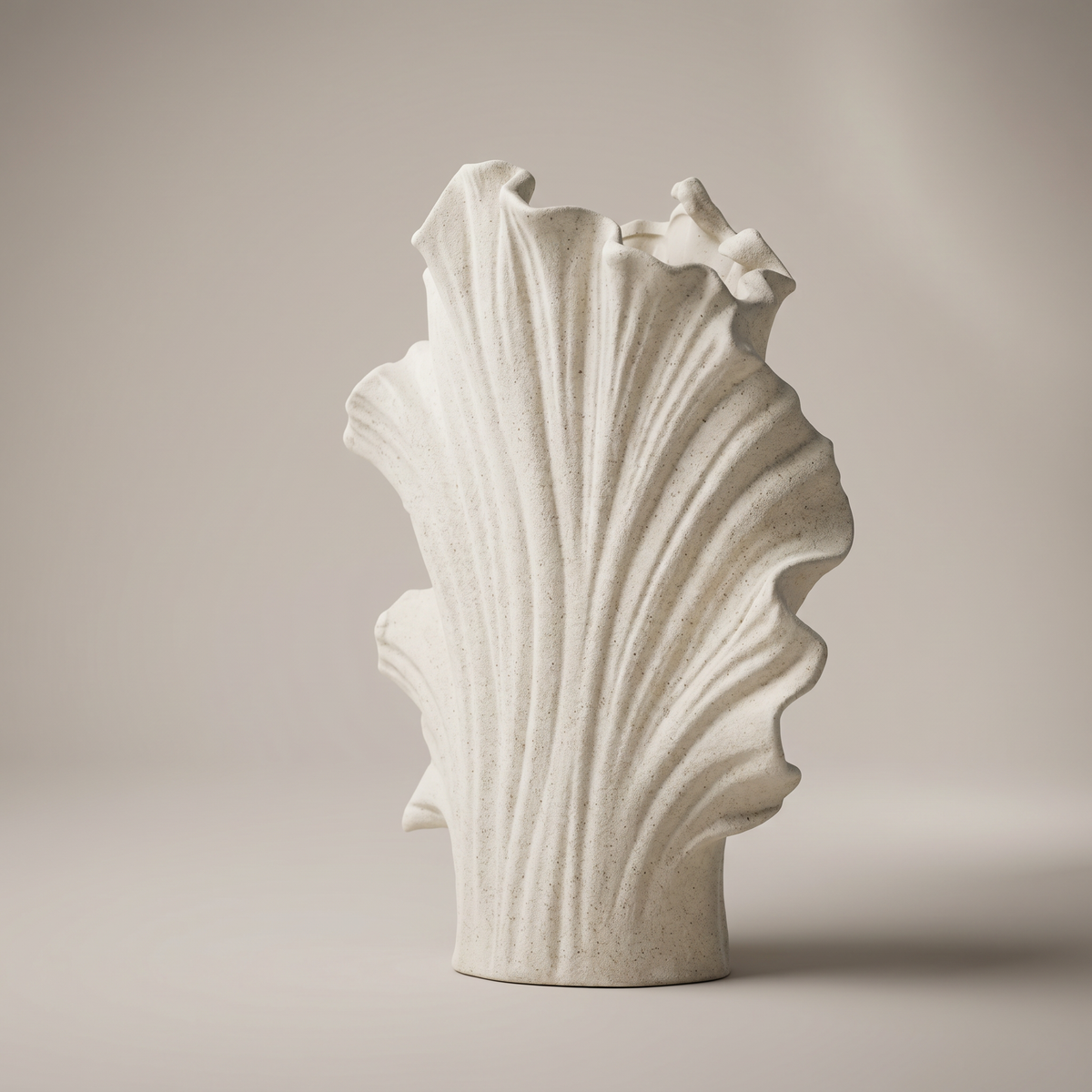 Off-White Ceramic Shell Shaped Vase by Zodiya