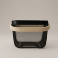 Black Metal Basket with Wooden Handles by Zodiya