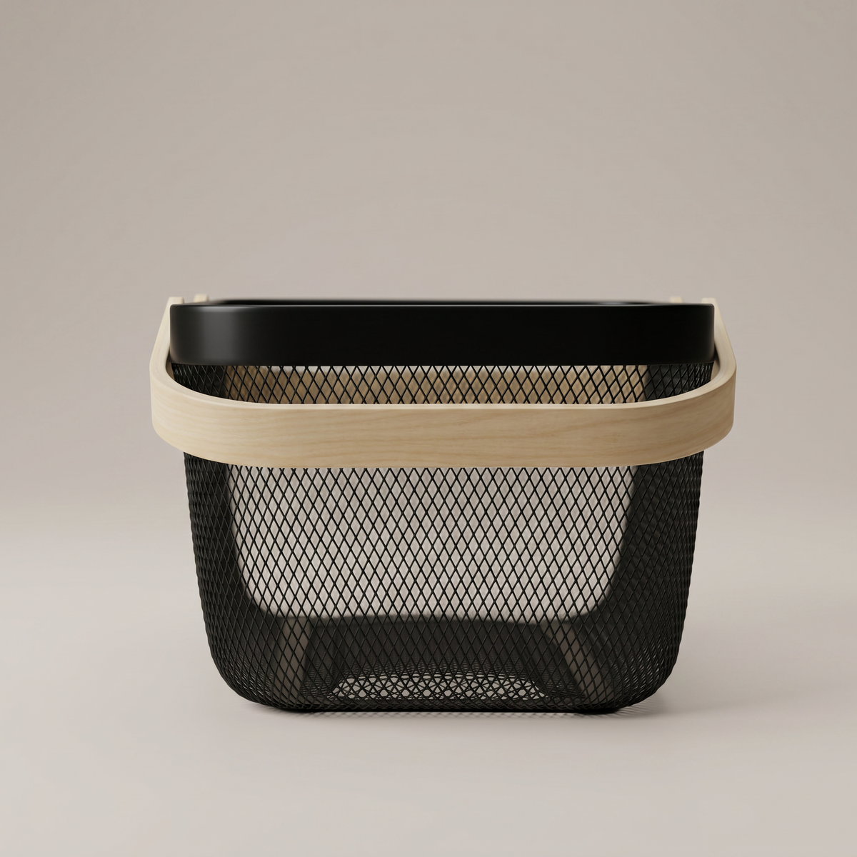 Black Metal Basket with Wooden Handles by Zodiya