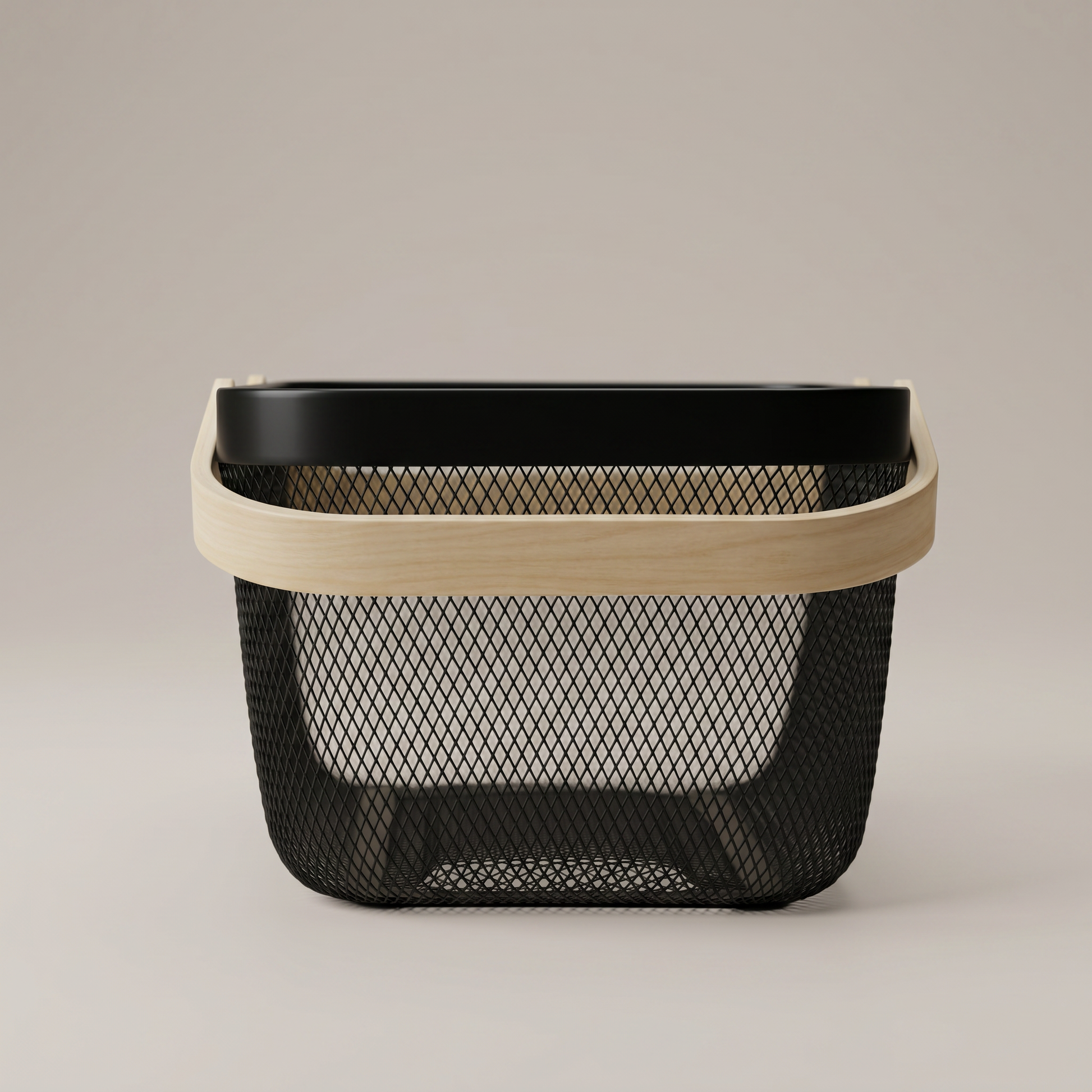 Black Metal Basket with Wooden Handles by Zodiya-3