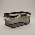 Black Metal Basket with Wooden Handles by Zodiya