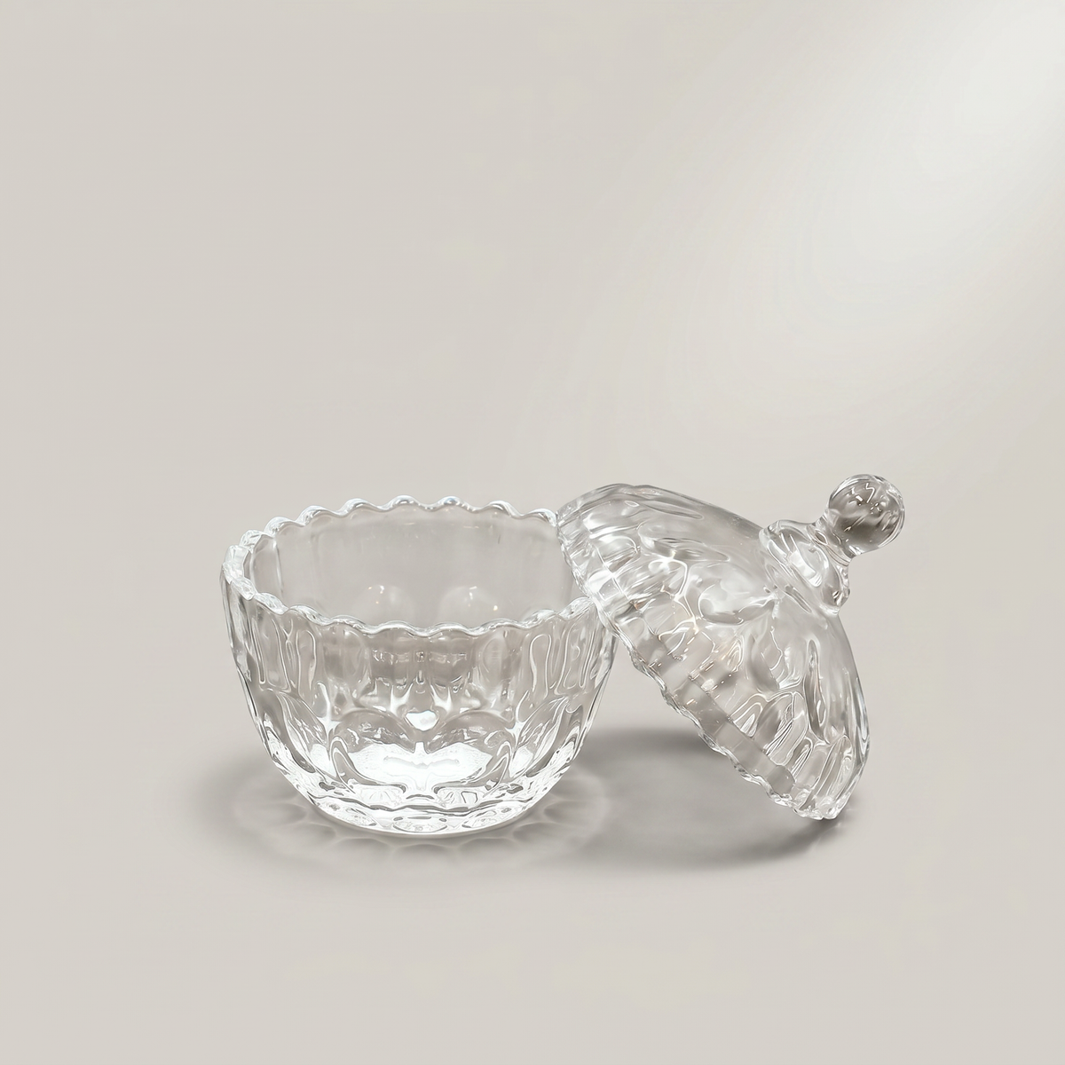 Glass Candy Bowl with Lid by Zodiya