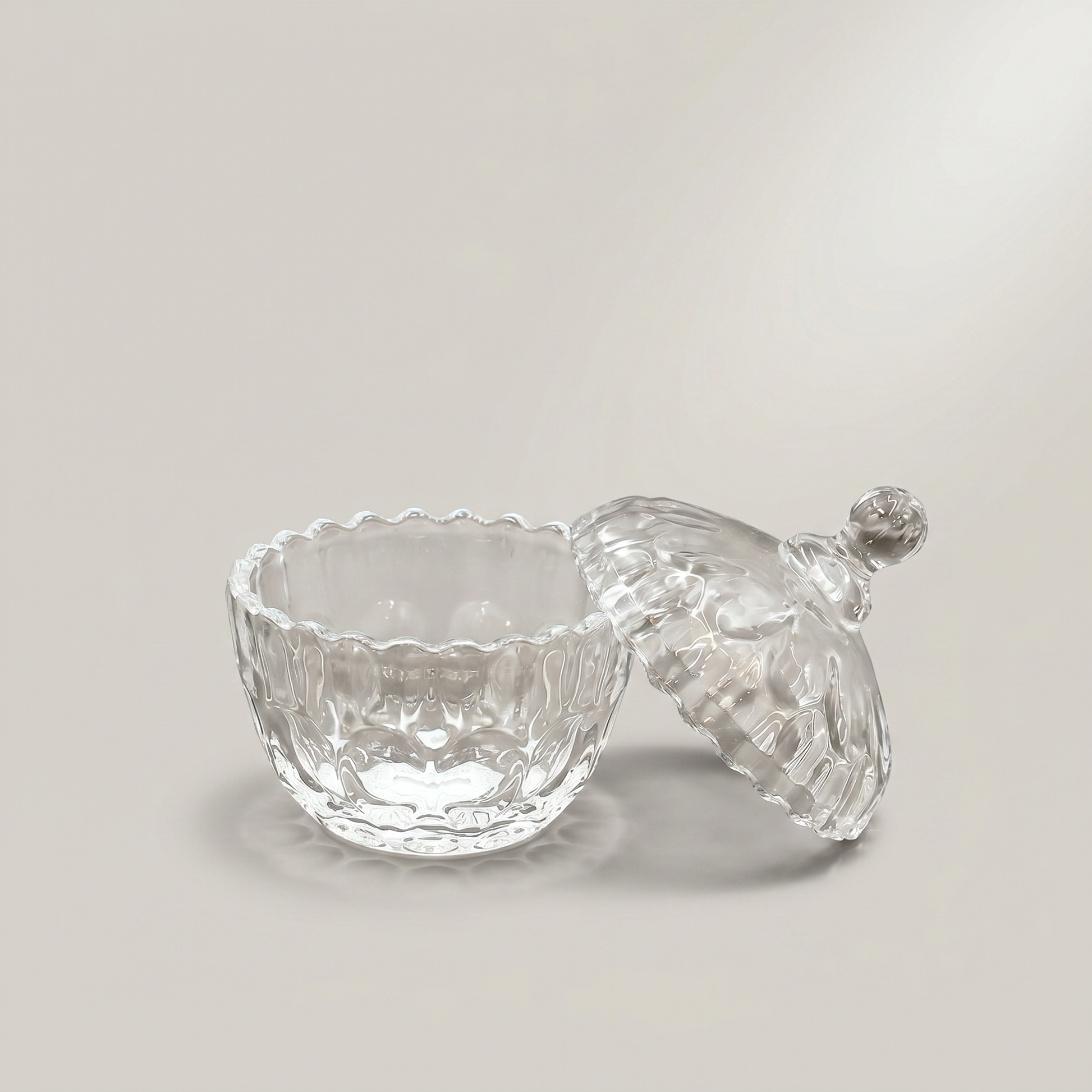 Clear Glass Candy Bowl with Lid by Zodiya-3
