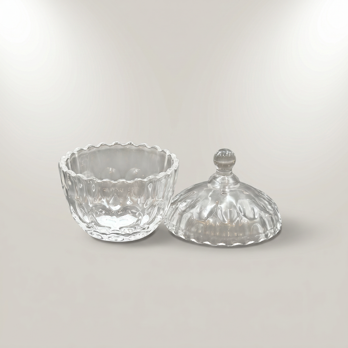 Glass Candy Bowl with Lid by Zodiya