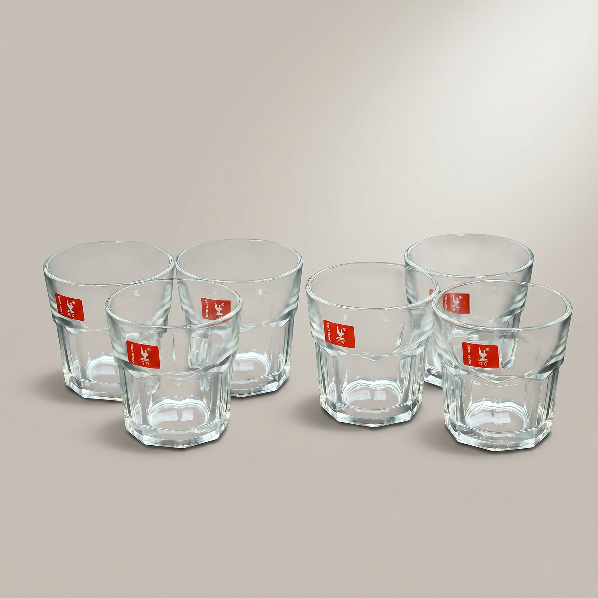 Clear Glass Cup Set of 6 by Zodiya-6