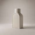 Beige Ceramic Textured Flower Vase ( Ribbed, Arched) by Zodiya
