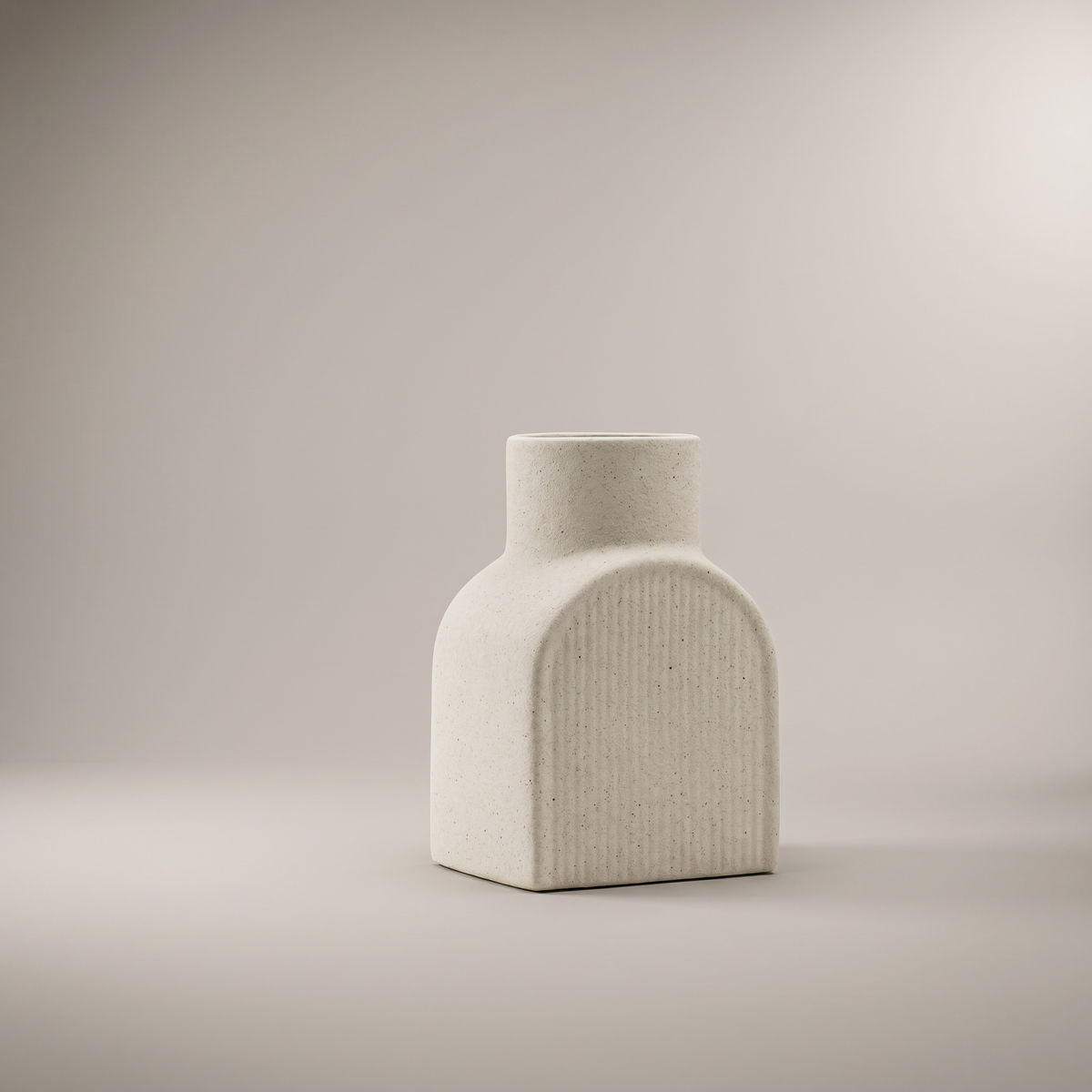 Beige Textured Ceramic Flower Vase ( Arched, Small ) by Zodiya
