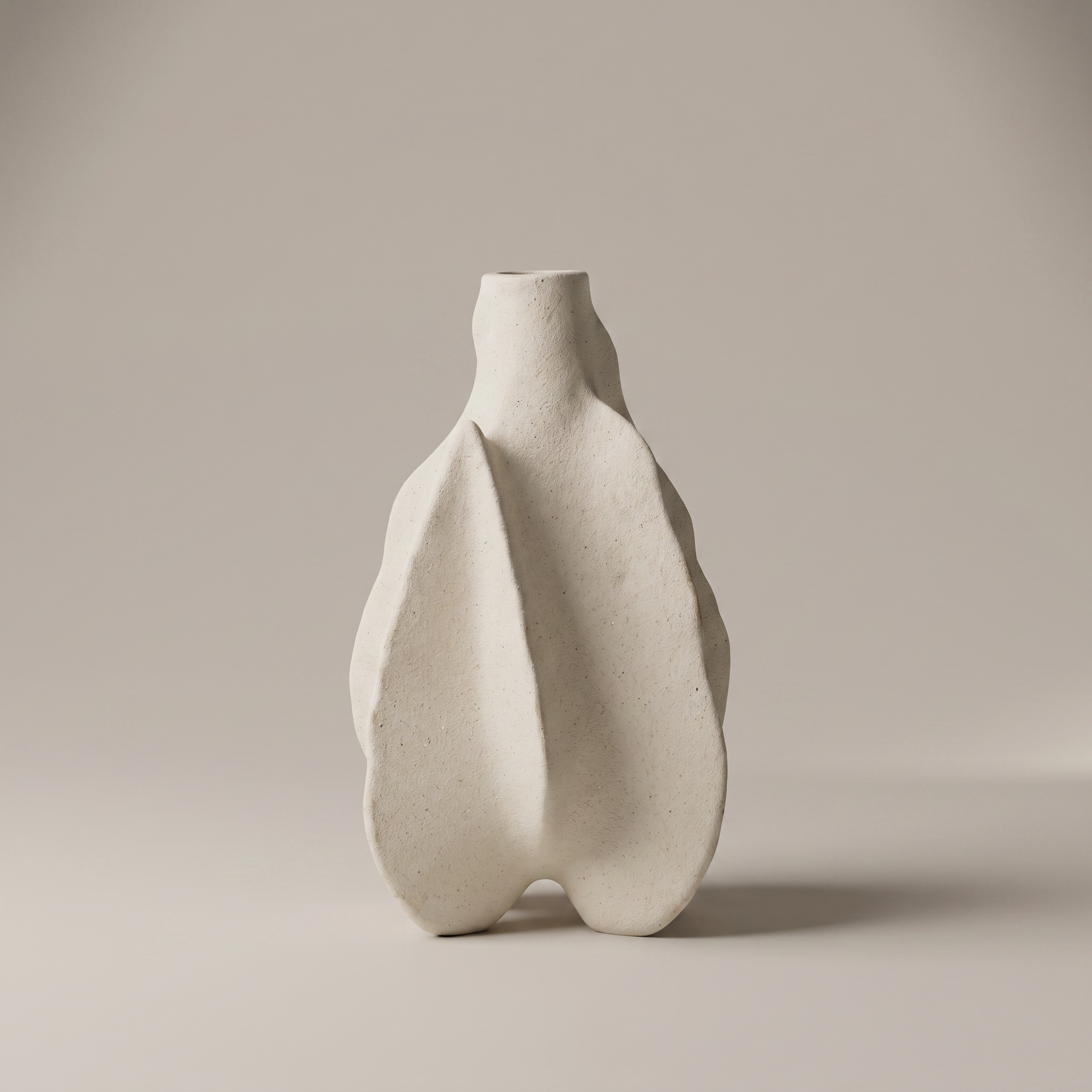 Beige Ceramic Stone Texture Vase by Zodiya-5